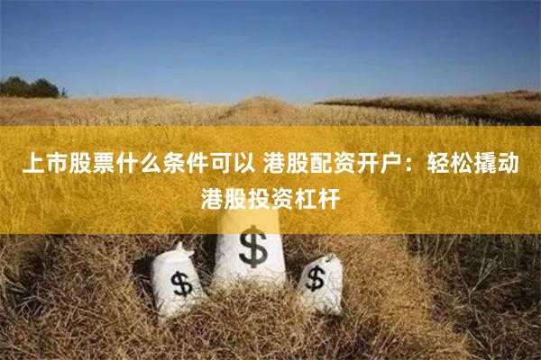 上市股票什么条件可以 港股配资开户：轻松撬动港股投资杠杆