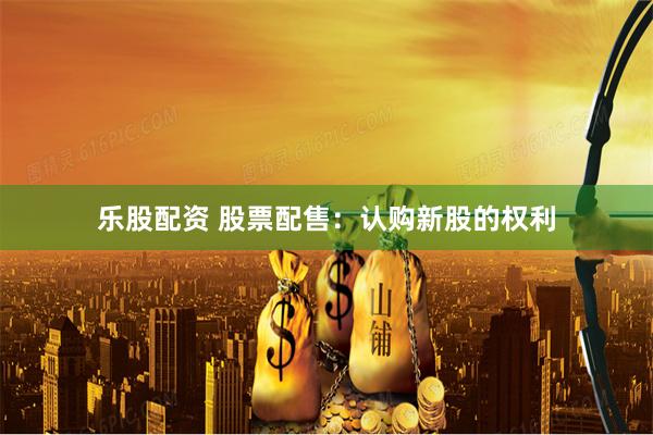 乐股配资 股票配售:认购新股的权利